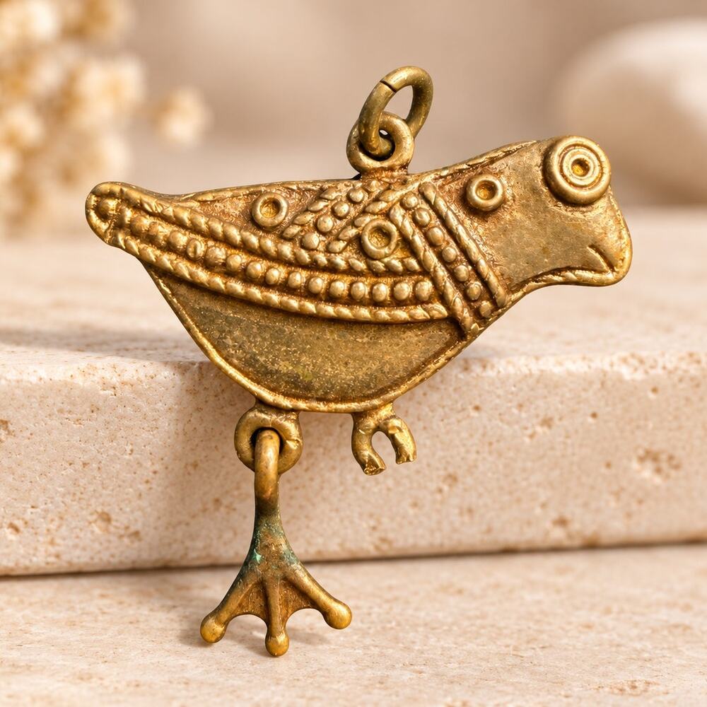 Vintage Kalevala Koru Bird of Hattula Bronze Pendant Finland Missing Foot